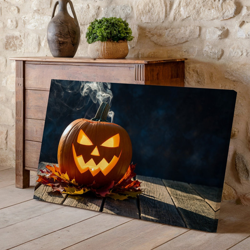 Toile «Jack O Lantern» avec art espiègle et subtilement sculpté, H 30 po x l 30 po