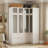 L-Shaped Corner Wardrobe Set with Top Cabinets, Frosted Glass Doors, 10 Shelves & 2 Drawers