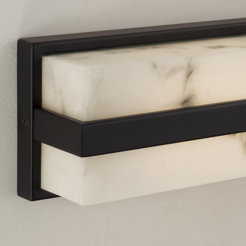 4.75" W x 16" H ADA Integrated LED Vanity Bath Bar in Matte Black with Alabaster Glass, Matte Black