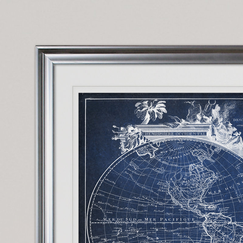 « rétro world map viii », impression, Argent, H 24 po x l 32 po x P 1,5 po