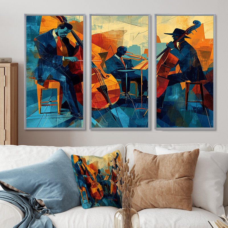 Miroir - ensemble d'art mural musicien, Encadrement argenté, H 40 po x l 60 po x P 1 po