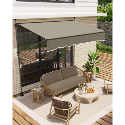 Auvent rétractable manuel, auvent de patio extérieur de 118 po, abri de soleil d'extérieur réglable en angle et en hauteur avec protection contre les rayons UV pour toute fenêtre ou porte