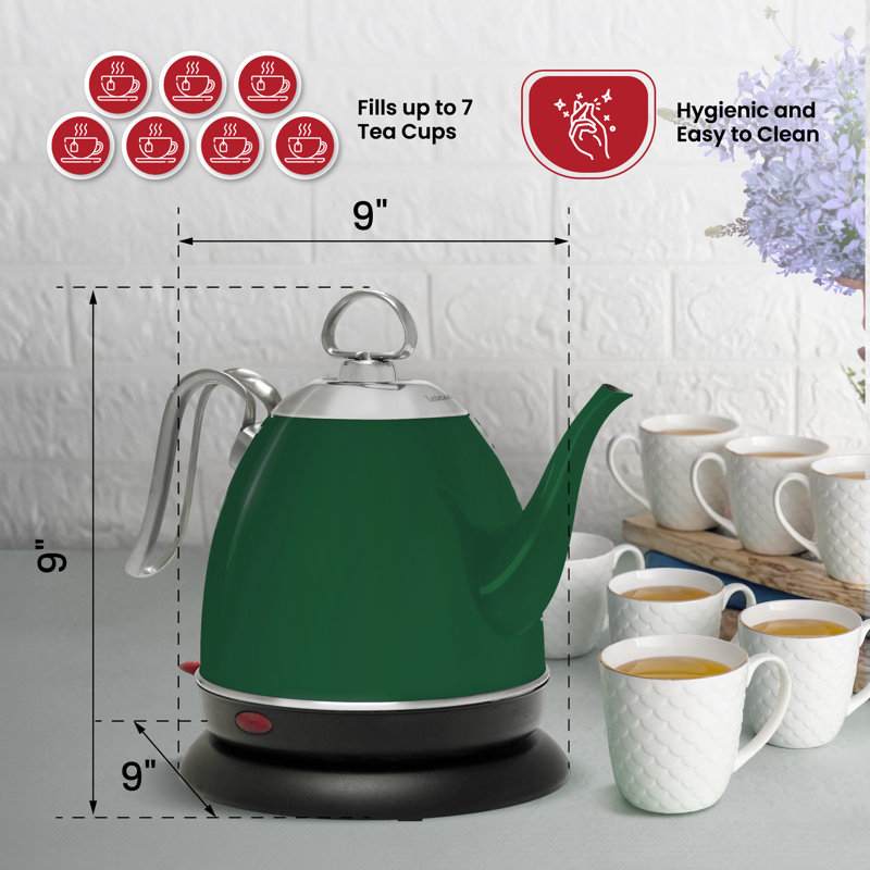Chantal 1 qt. Stainless Steel Electric Kettle, Forest Green