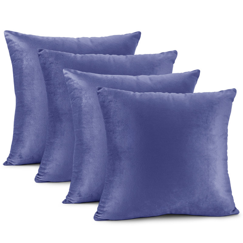 Nestl Velvet Decorative Throw Pillow Cover 4-Pack, Calm Blue, 24"H x 24"W