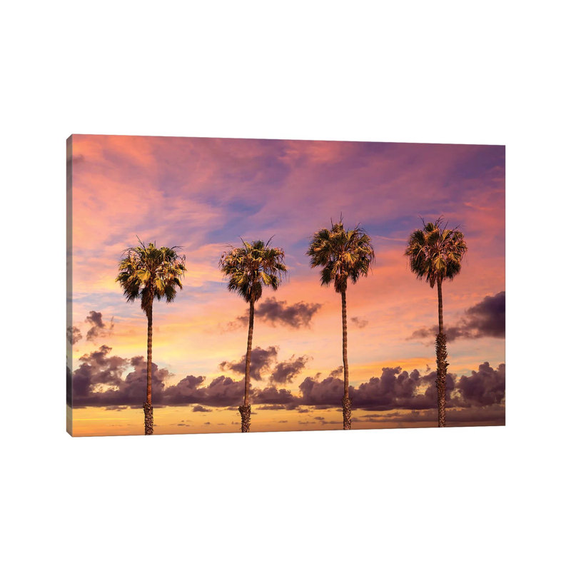 Palm Trees Sunset by Melanie Viola - Wrapped Canvas Print, 20.32 cm H x 30.48 cm W