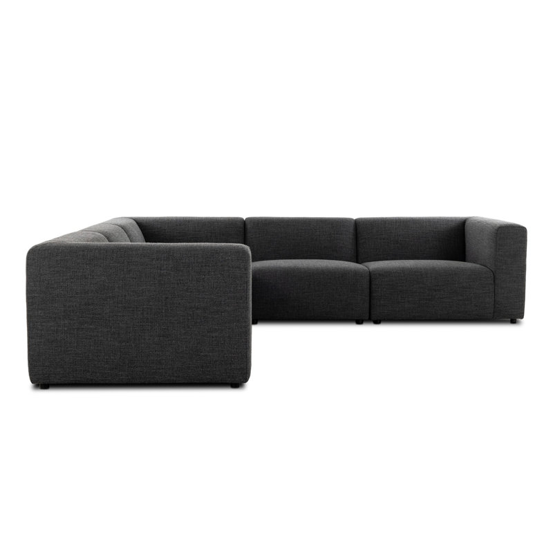 Lawndale Sectional, Saxon Charcoal Polyester Blend