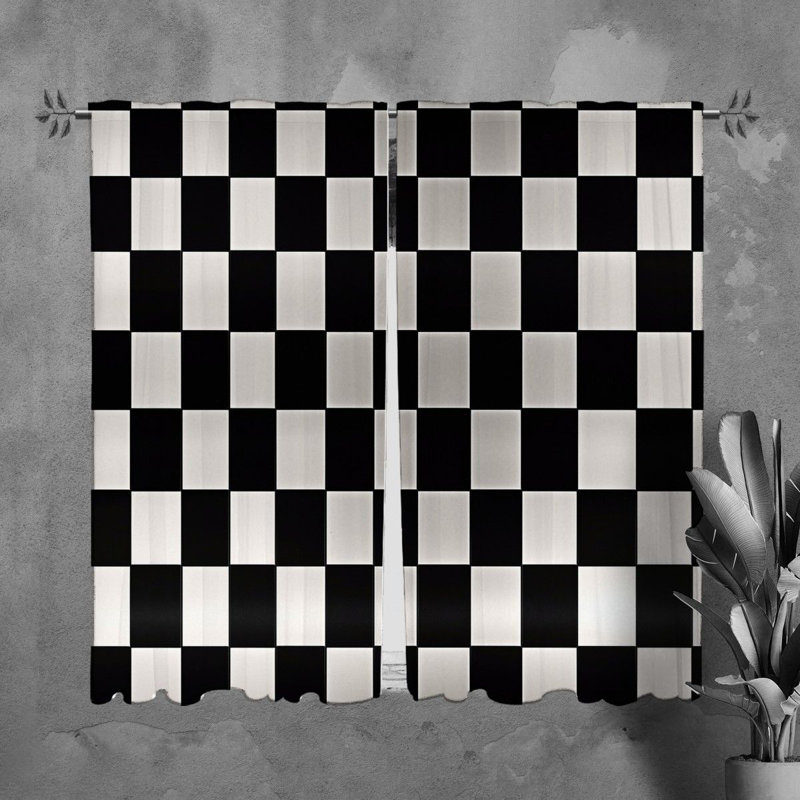 Paire de rideaux obscurcissant en polyester Tayven, Noir / blanc, L 40 po x L 61 po