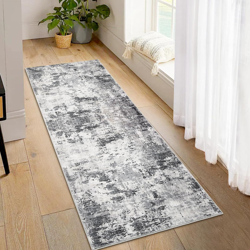 Rug Modern Abstract Washable Rug Stain Resistant Carpet Non-Slip Backing Low Pile Floor Cover Kitchen Hallway EntrywayBrown/Green