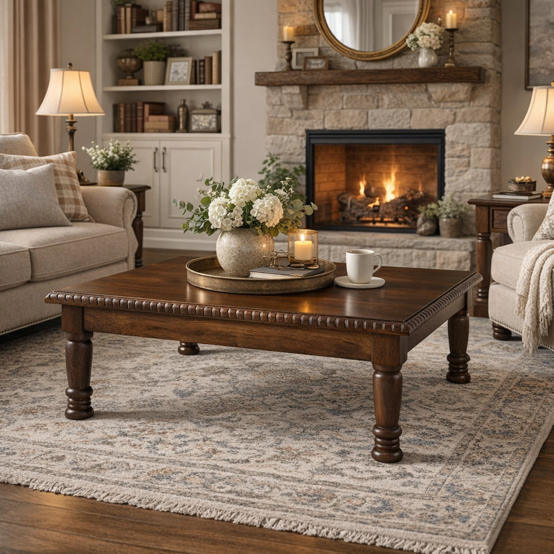Table basse Harrison, Bois brun foncé