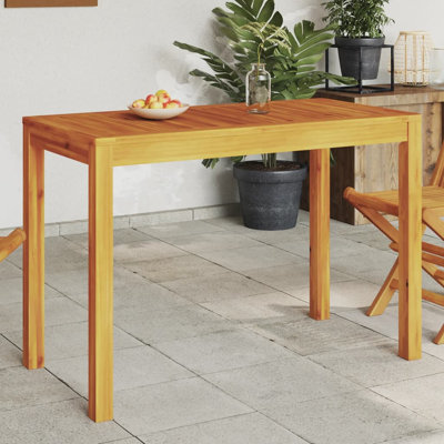 Outdoor Dining Table with Umbrella Hole Solid Acacia Wood by Wade Logan