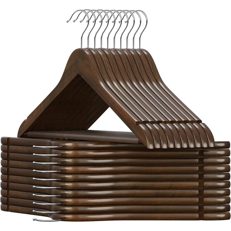 Solid Wood Non-Slip Standard Hanger for Dress/Shirt/Sweater, Walnut