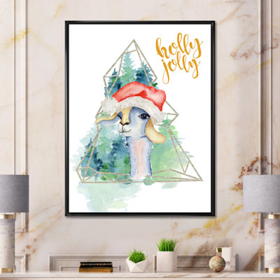 Cute Christmas Llama In Santa Hat " Cute Christmas Llama in Santa Hat " Color Photography Print
