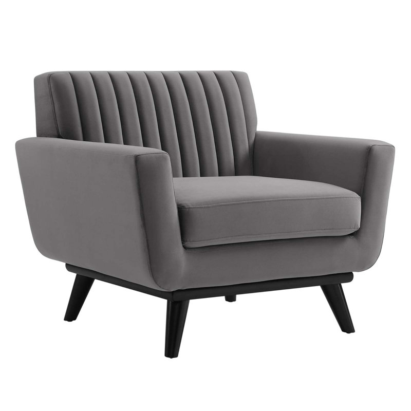 Fauteuil Modway Engage, Velours gris