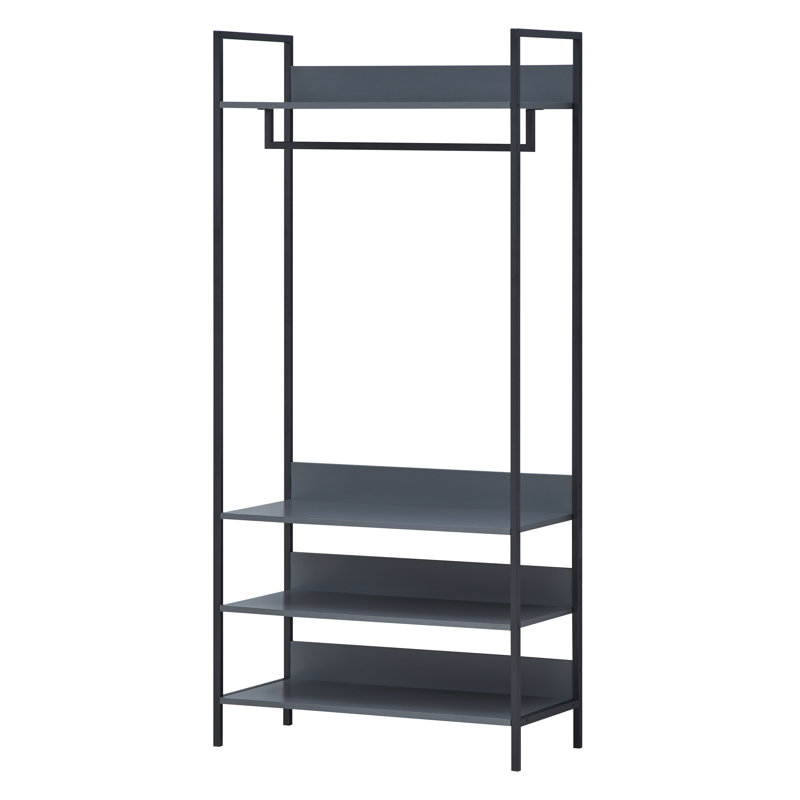 Zaira Manufactured Wood Wardrobe, 180 cm H x 83.8 cm W x 40 cm D, Dark Grey