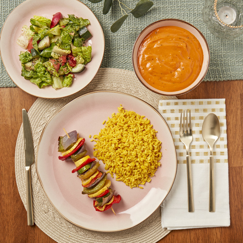 Pink Ceramic 12-Piece Stoneware Bella Dinnerware Set