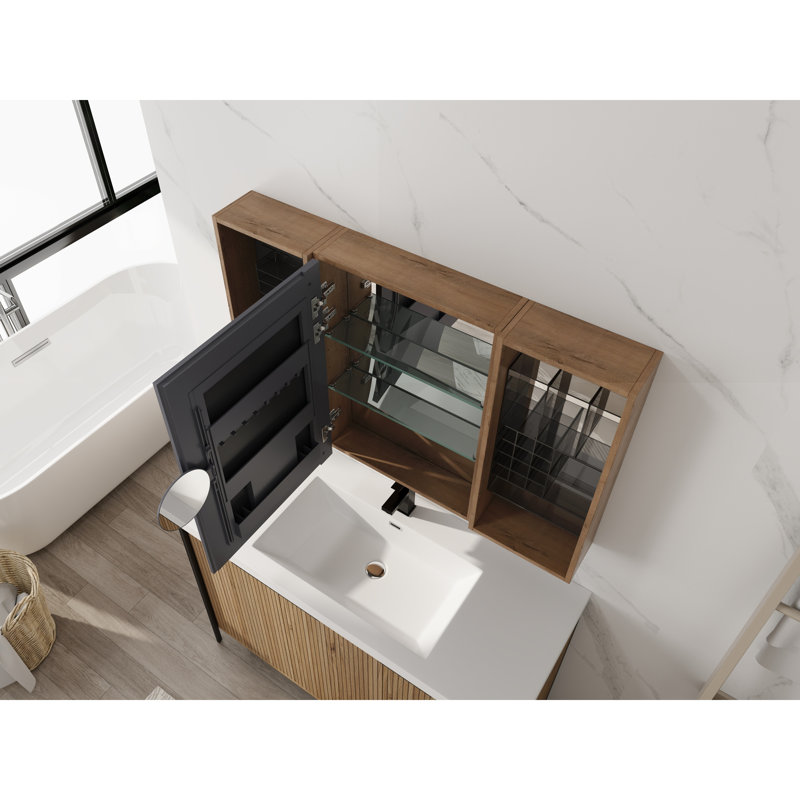 Armoire de salle de bain avec miroir et rangement