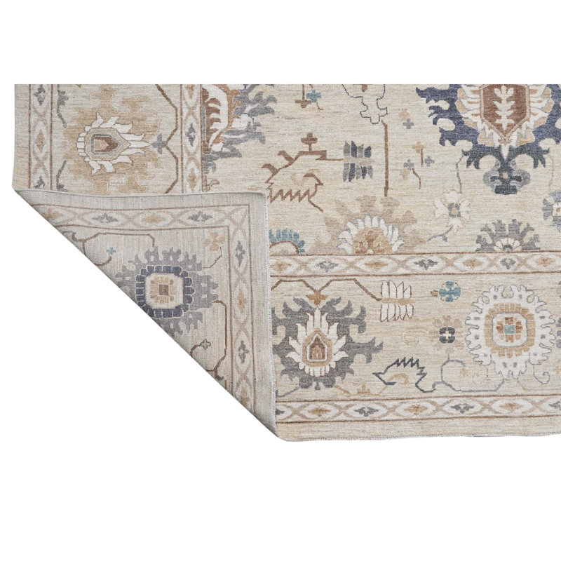 Tapis unique argenté / gris / beige de 9 pi 10 po x 13 pi 10 po One-of-a-Kind