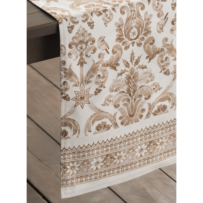 Allure Damask 100% Cotton Table Runner, 108" L x 14.5" W