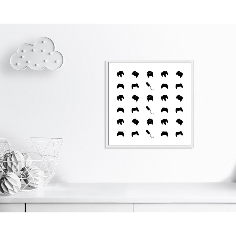 Imprimé papier à motif de joueur, H 27,5 po x l 27,5 po x P 1,19 po, Encadré de boîte blanc