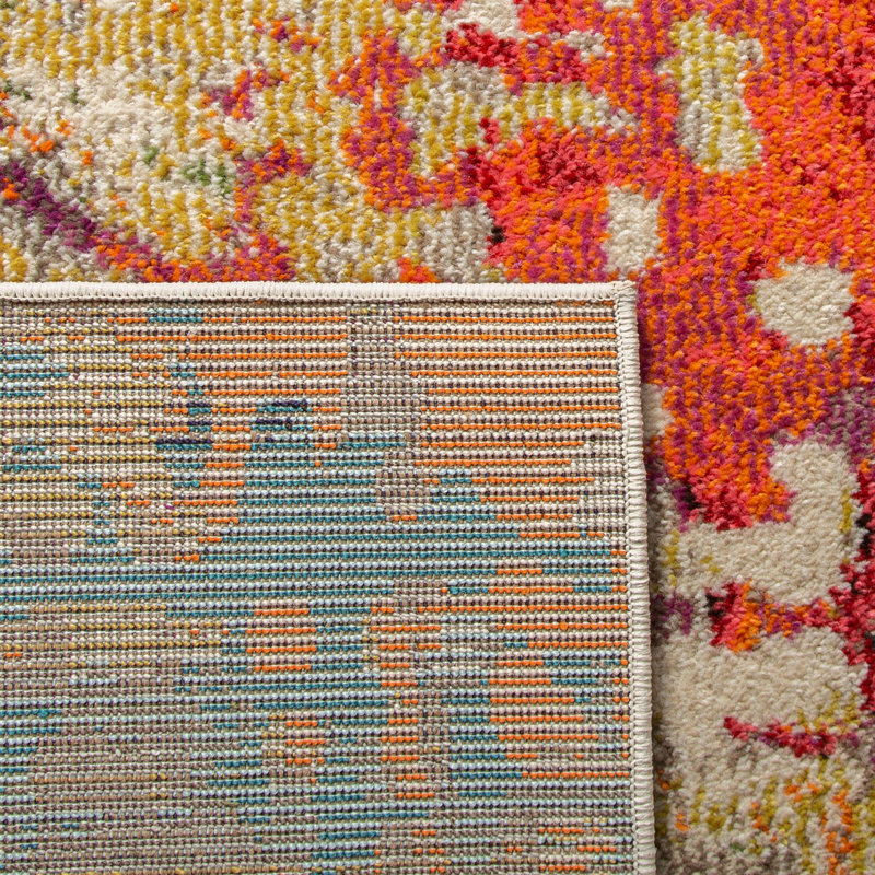 Tapis ivoire / multicolore à motif abstrait Felty, Carré 11 pi