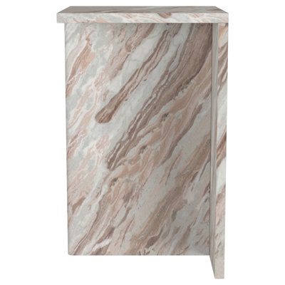 Hendrix Genuine Marble Accent Side Table Grey