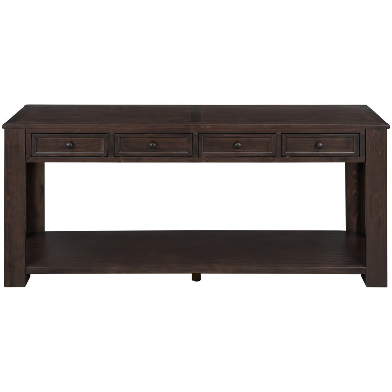 Desinae 63" Console Table Sofa Table with Storage Drawers and Bottom Shelf for Entryway Hallway, Espresso
