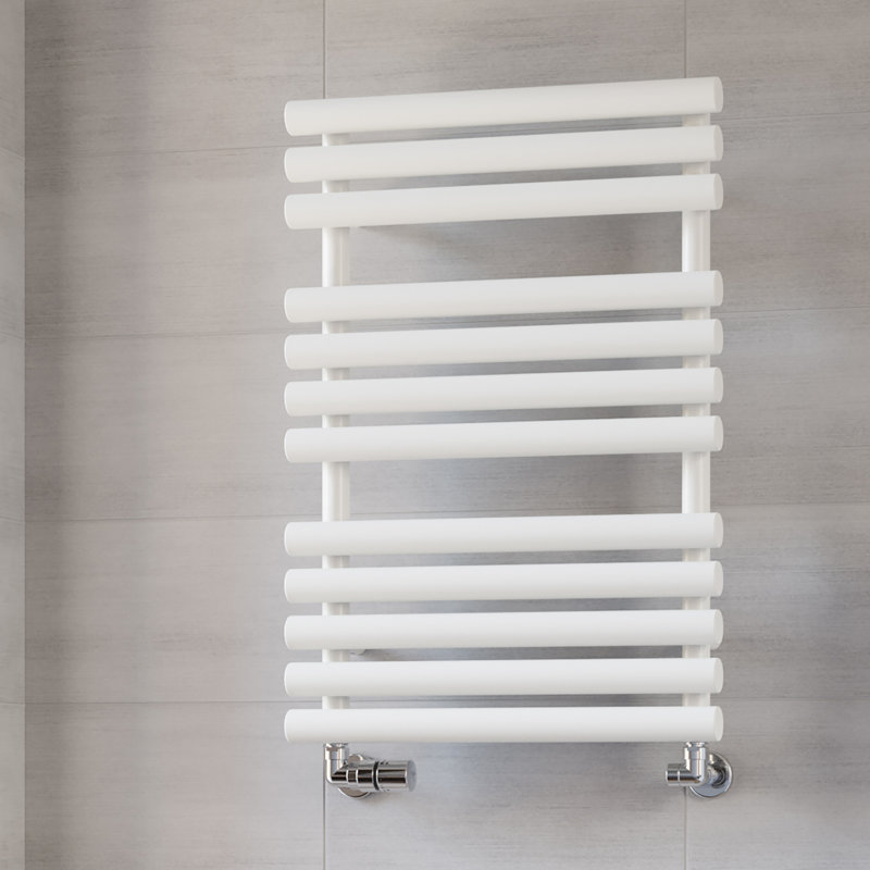 Rolo Towel Heated Towel Rail, 755cm H x 520cm W x 123cm D, White