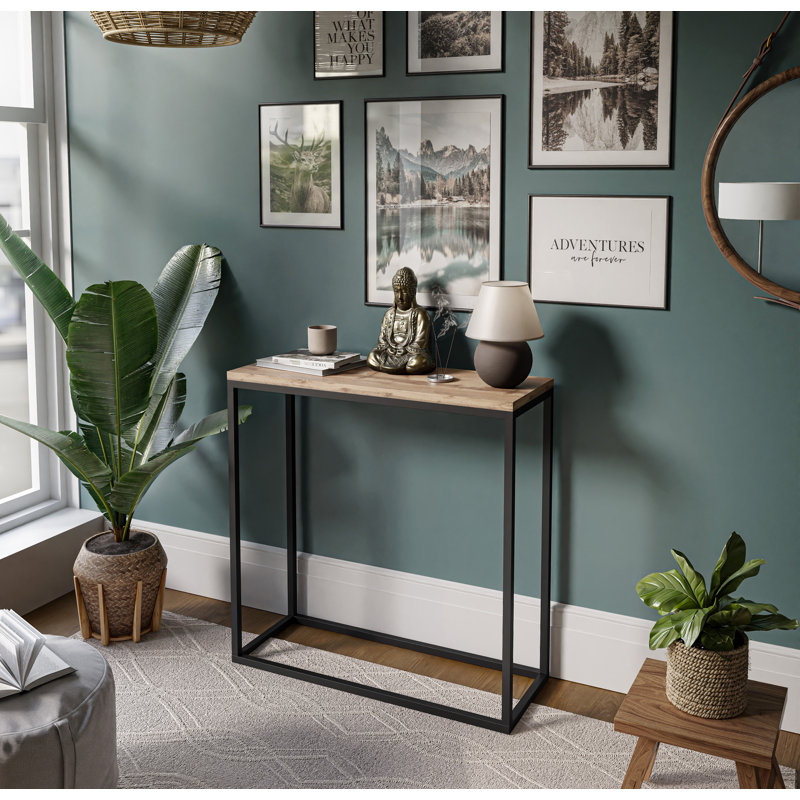 Burmaster Console Table, Wotan Oak, Black, 80cm H x 80cm W x 30cm D
