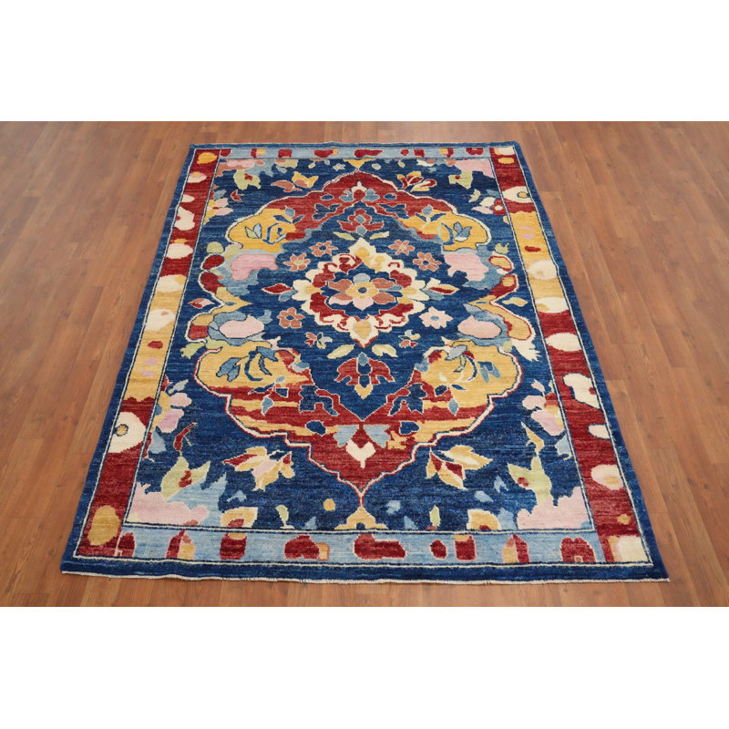 Handmade Blue Oushak Vegetable Dye Rug 5x7