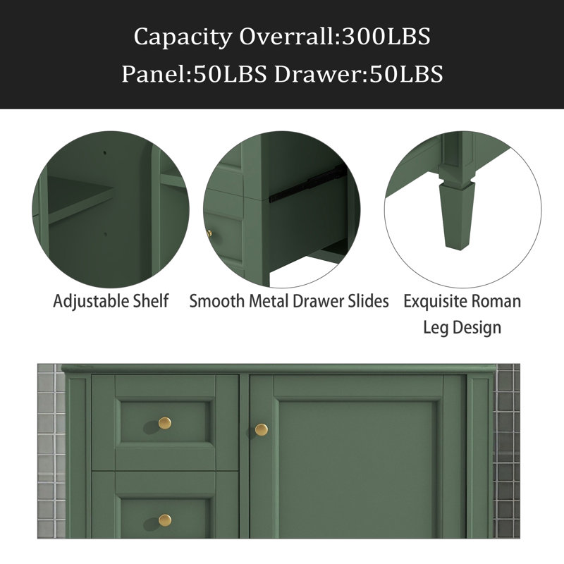 30'' Bathroom Vanity with Top Sink, Modern Bathroom Storage Cabinet with 2 Drawers and a Tip-out Drawer, Single Sink Bathroom Vanity 