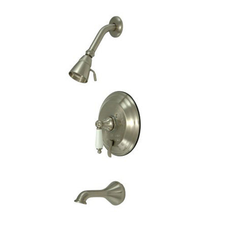 Robinet de baignoire et douche à double fonction à pression équilibrée avec soupape grossière Heritage, Nickel satiné