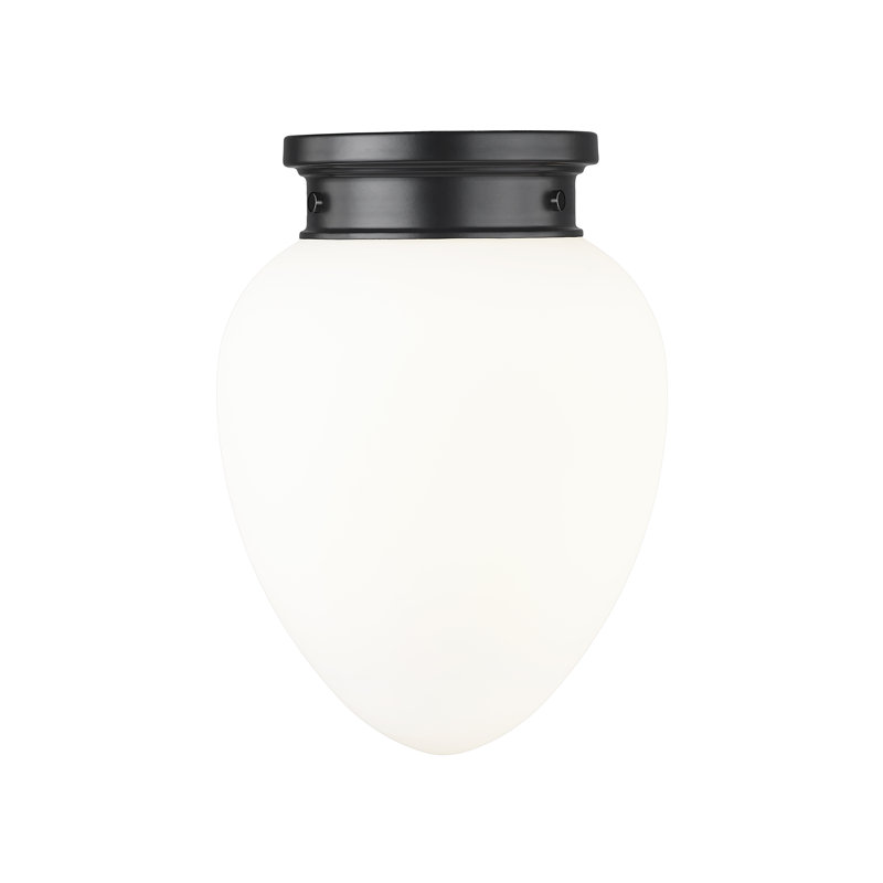 Jevone Glass Flush Mount, 13.5" H x 10" W x 10" D, Matte Black