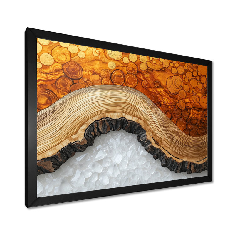 Or de la rivière North Amber I - forêt, art mural, H 12 po x l 20 po, Cadre simple, Black