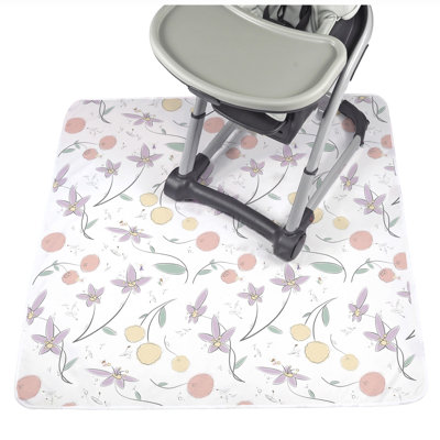 JumpOff Jo - Grand tapis anti-éclaboussures pour bébé sous chaise haute, siège d'appoint, plateau de table, récupérateur de nourriture - Protège le plancher et le tapis des dégâts et de l'artisanat - Imperméable et lavable - 51 x 51 pouces - Noir et blanc