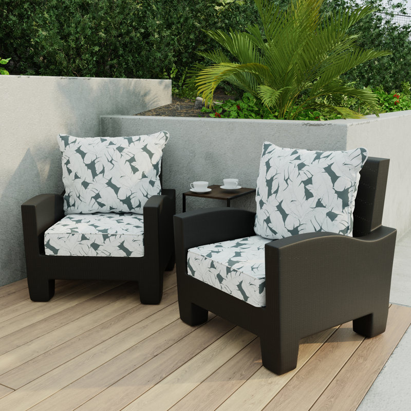 24" x 46.5" Bryann Outdoor Deep Seat Chair Cushion Set with Welt, Stone Gray