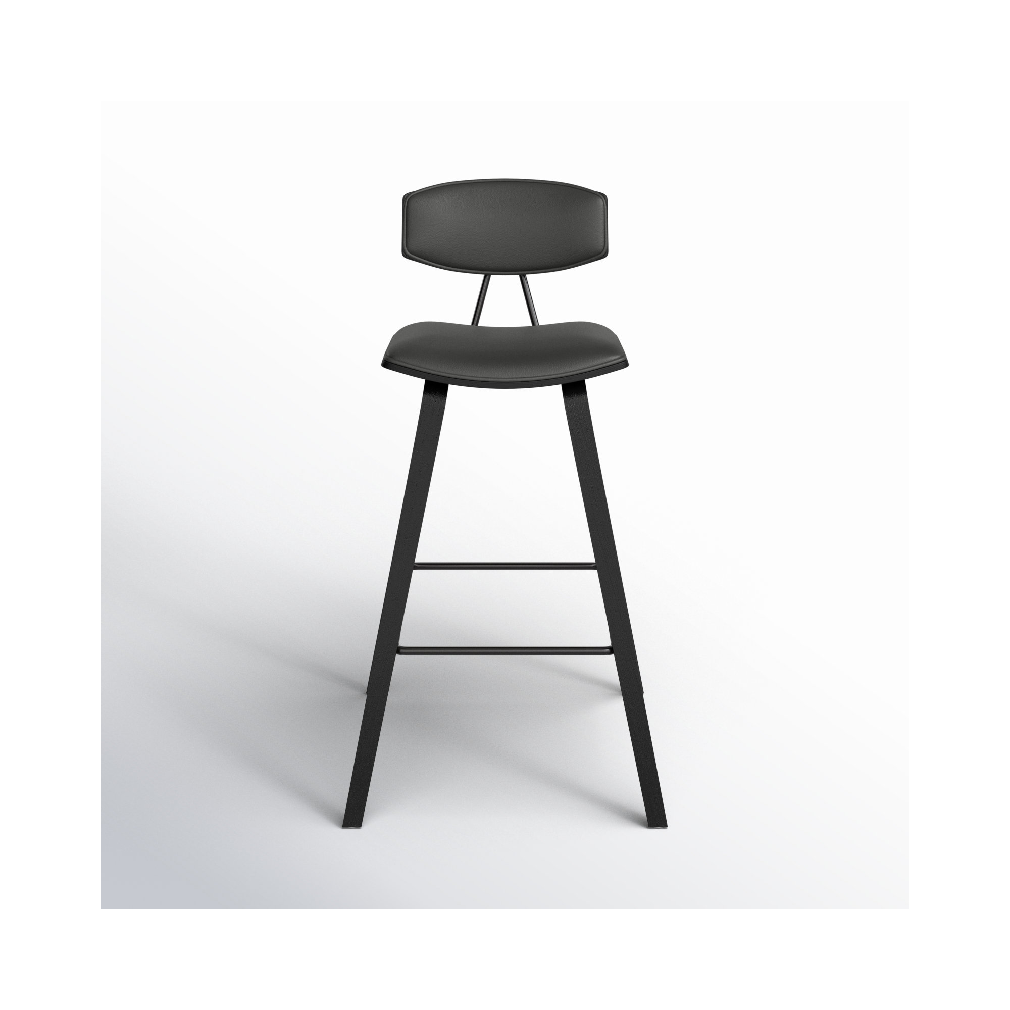 Payton Vegan Leather Bar & Counter Stool, Black, Gray Faux Leather, Bar Stool (29" Seat Height)