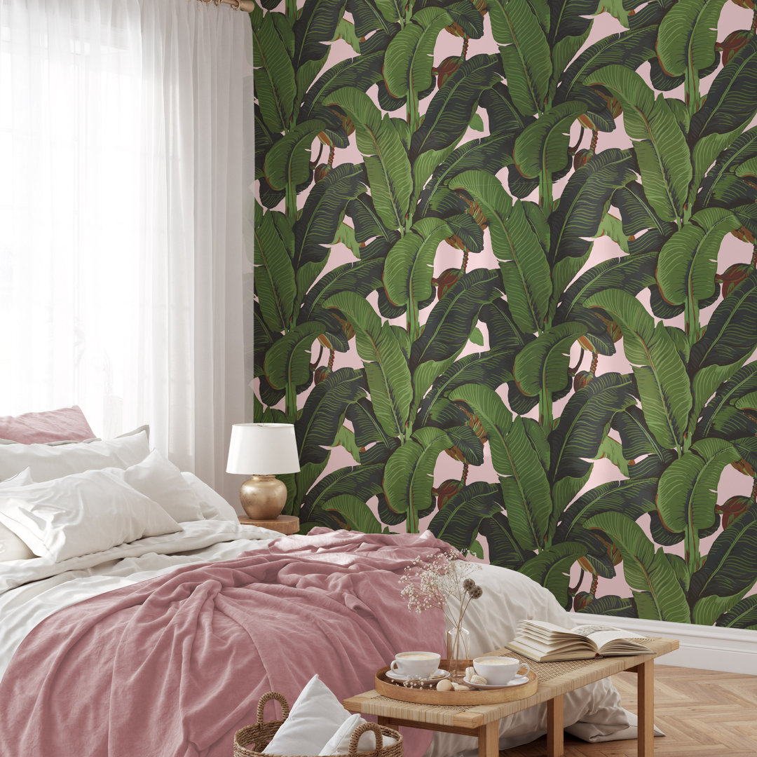 Aada Pink Banana Leaves Wallpaper