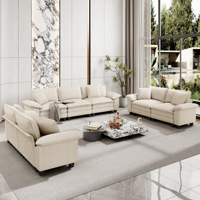 Ensemble de canapé modulaire rembourré 3 pièces, ensemble de canapé surdimensionné avec canapé et causeuse