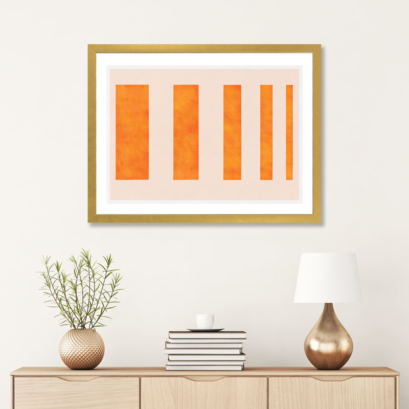 " Orange Levies ", 16" H x 24" W x 1" D, Gold Framed Paper