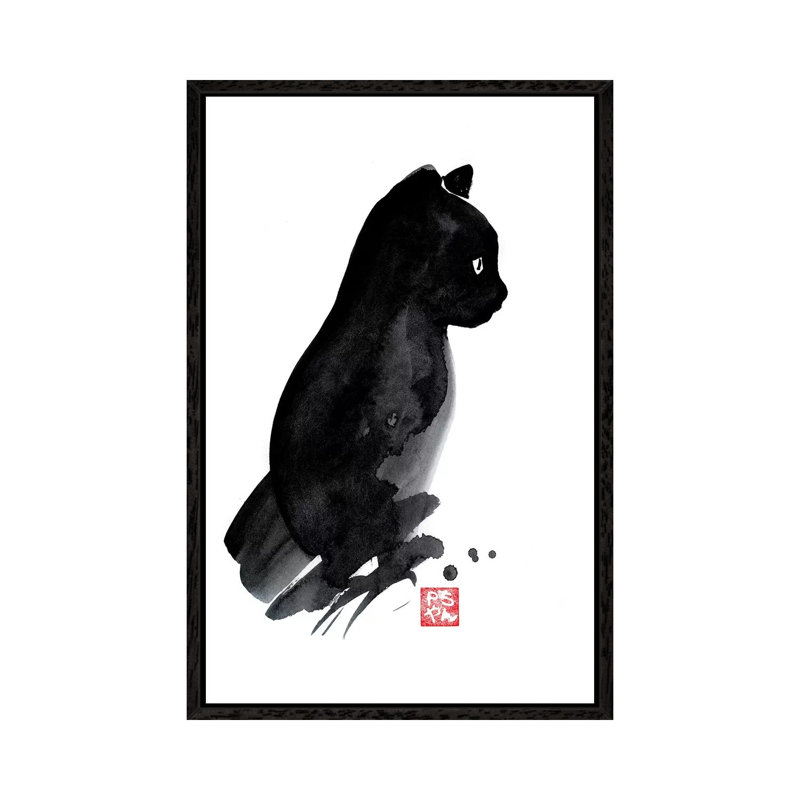 Petit Chat by Péchane - Print on Canvas, 101.6 cm H x 66.04 cm W, Black Framed
