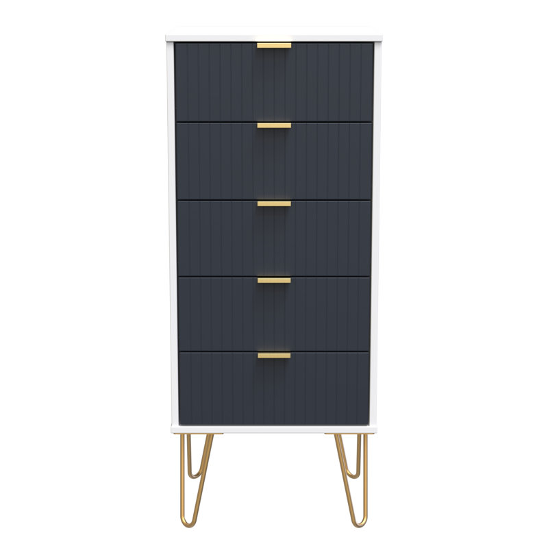Beranda 45cm W Manufactured Wood Bedside Table, Indigo Matt/White
