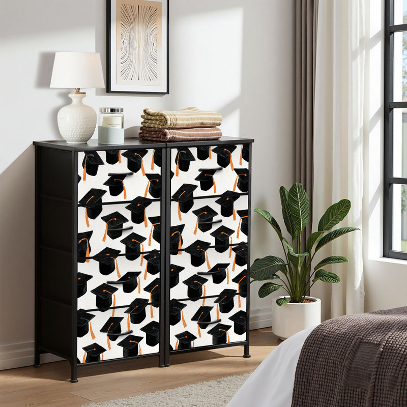 4 Drawer Dresser for Bedroom, Narrow Chest of Drawers, Wooden Top and Study Iron Frame 18"x37.5"-(WxH)