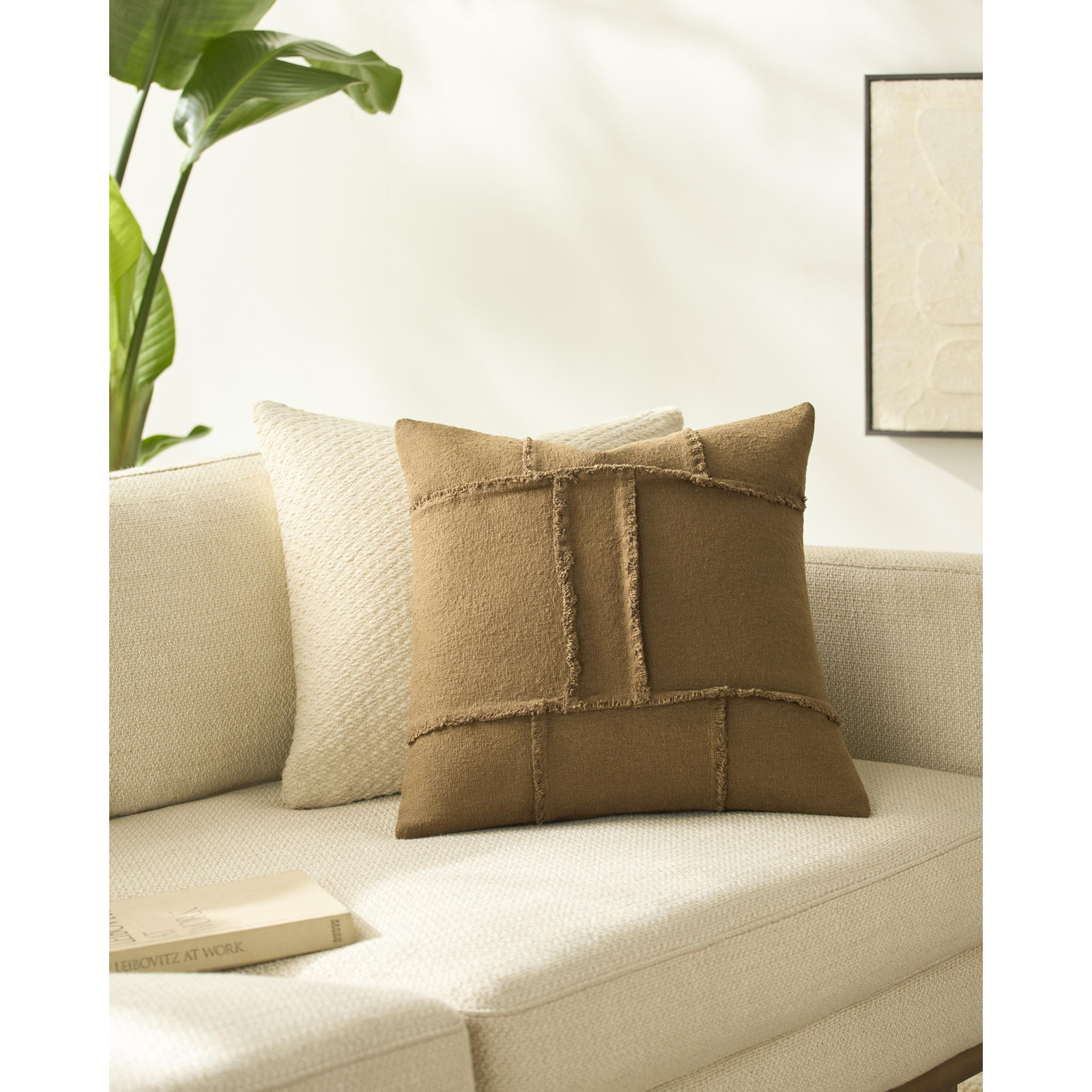 Yulara Accent Pillow Cover & Insert, Pillow Cover Only - No Insert, Tan, Rectangle 13"H x 20"W