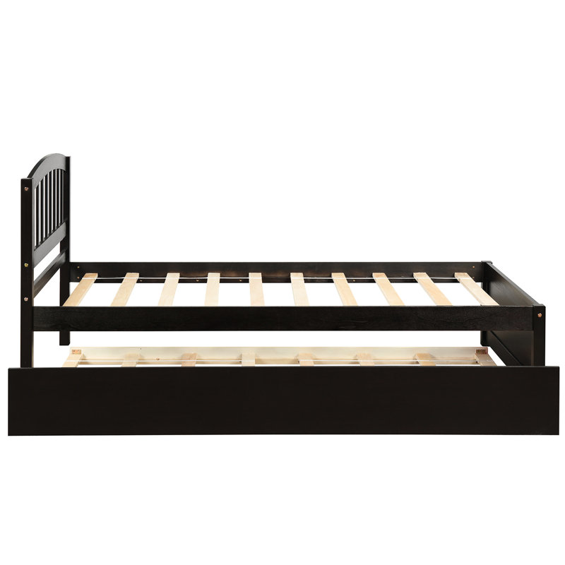 Lit plateforme simple avec lit gigogne Finish - Bois massif pour une chambre à coucher apaisante, Espresso