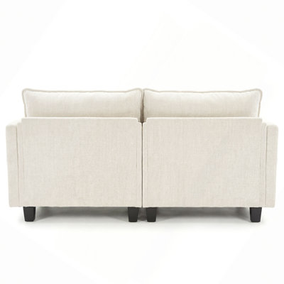 Canapé en chenille, canapé compact à 2 places avec deux ports de chargement USB et poches latérales, petit canapé pour chambre à coucher, bureau, appartement.