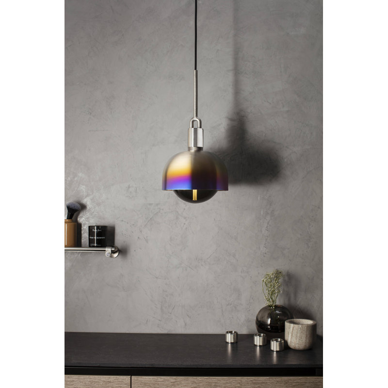 1 - Light Pendant, Smoked/Steel