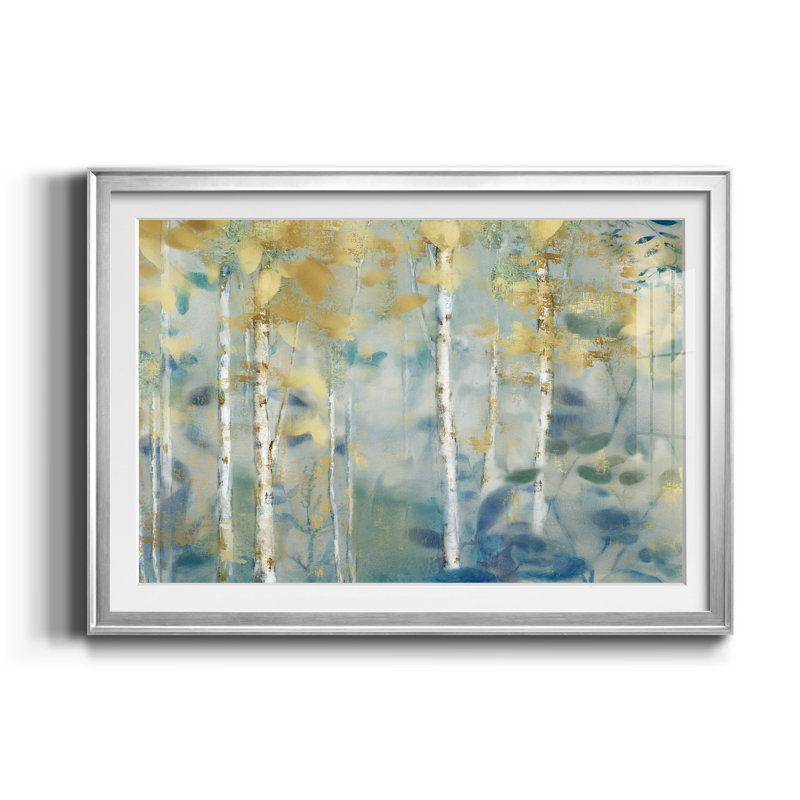 «Gilded Forest II», reproduction d'art sur papier encadrée, Argent, H 18,5 po x l 24,5 po x P 1,5 po