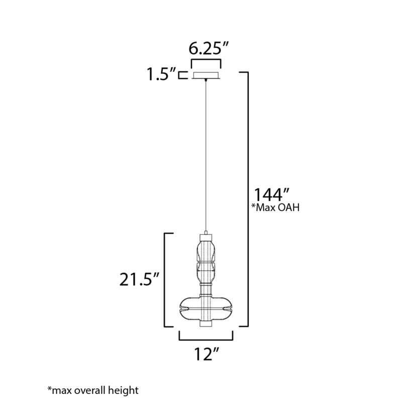 Gusto 1 - Light LED Pendant, Gunmetal, Smoked Gray/Warm Amber