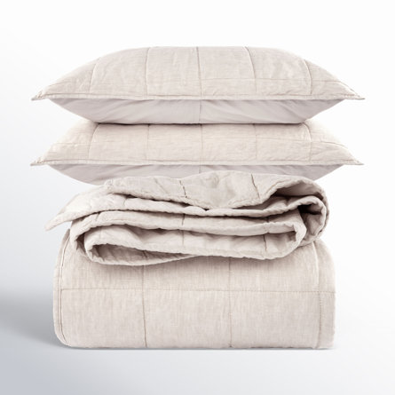 French Linen Box Stitch Quilt & Sham Set