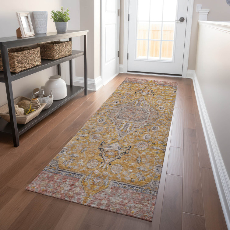 Machine Washable Indoor/Outdoor Claudian ACN1651 Gold Rug